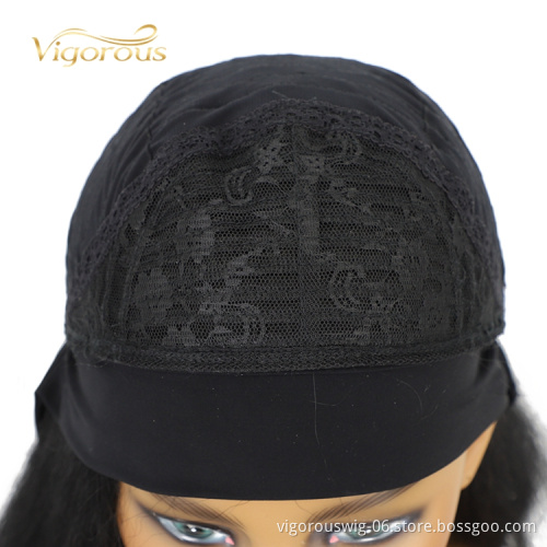 New Design Magic Adjustable Supplyier Custom African For Women Black Yaki Short Straight Headband Wig Straight